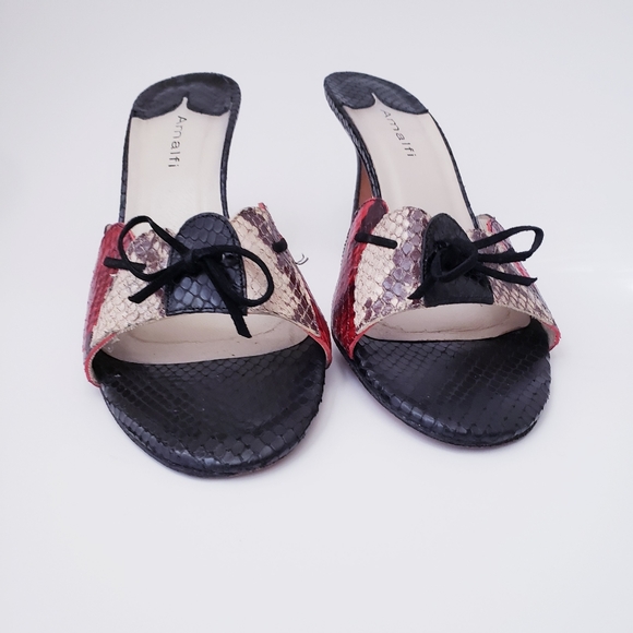 Vintage Amalfi Snakeprint Leather Slip-on Heels - Picture 4 of 14